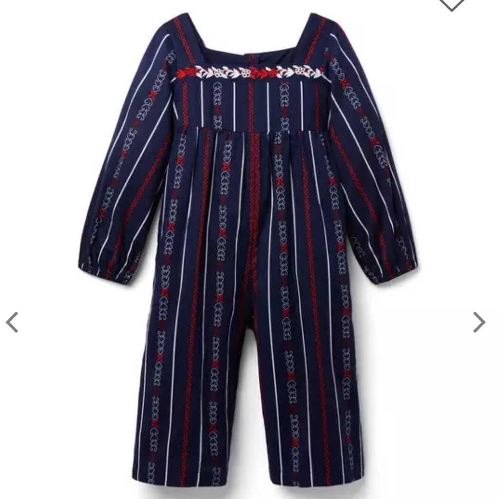 Janie And Jack Merchant Marine Wide Leg Embroidered Jumpsuit
